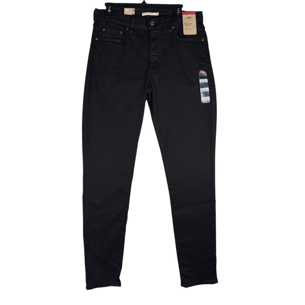 Levis 721 High Rise Skinny‎ Jeans Womens 32x32 Black Denim Pants 18882-0024 NWT